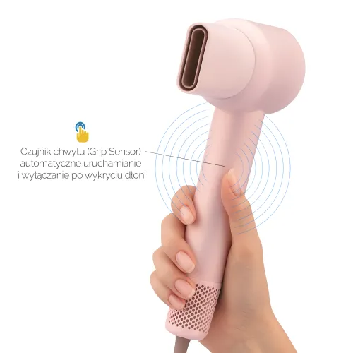 Suszarka do włosów Zehnder Flavia Jonizacja Dyfuzor Zimny nawiew 1600W 3 prędkości 3 temperatury Różowy