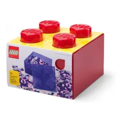 Lego 40090804 Classic Pojemnik klocek Lego Brick 4 z pokrywką – Przezroczysty czerwony
