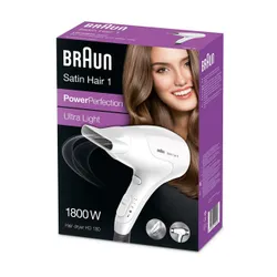 Braun Satin Hair фен 1 PowerPerfection HD180 холодный воздух 1800 Вт 2 скорости выдува 3 уровня температуры