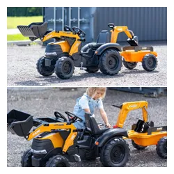 Falk Traktor Na Pedały Case Ce Z Koparką Ładowarką I Przyczepą 3-7 Lat