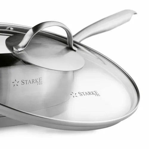 Patelnia na indukcję nierdzewna z pokrywką Starke Pro Varese 24 cm