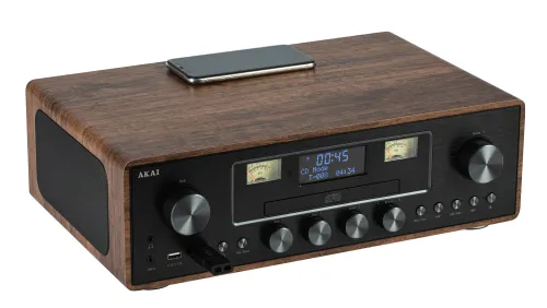 Wieża AKAI AM-100 RHAPSODY 30W Bluetooth Radio FM DAB Czarno-brązowy