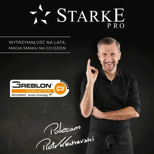 Patelnia na indukcję nierdzewna z pokrywką Starke Pro Varese 24 cm