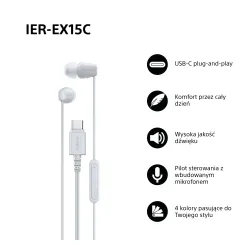 Słuchawki przewodowe Sony IER-EX15C Dokanałowe USB-C Biały