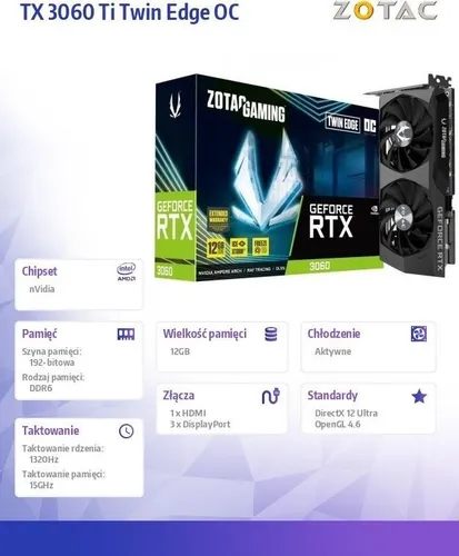 Ekran Kartı Zotac GeForce RTX 3060 Ti Twin Edge OC LHR 8GB GDDR6 (ZT-A30610H-10mlhr)