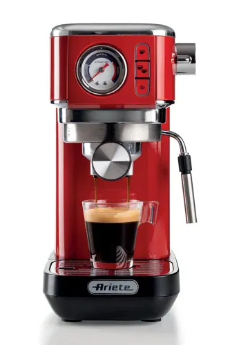 ARIETE Perfetto Slim Manometro Moderna 1381/33 1300 W czerwony - ekspres do kawy ciśnieniowy