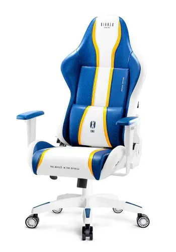 Fotel Diablo Chairs X-One 2.0 King Size Aqua Blue Gamingowy do 160kg Skóra ECO Tkanina Biało-niebieski