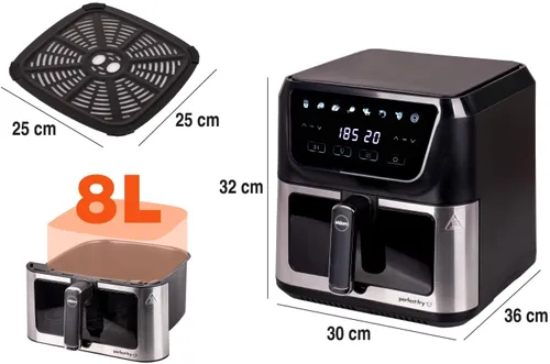 Air Fryer Frytkownica beztłuszczowa ELDOM FR60 Friko 8l z okienkiem do obserwacji postępów gotowania