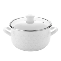 Garnek emaliowany z pokrywką EMALIA POLSKA PLESZEW PYZA DIAMOND BIAŁY 3,8 l