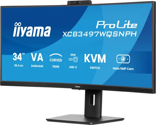 Monitor IIYAMA ProLite XCB3497WQSNPH-B1 34" 3440x1440px 120Hz 0.4 ms [MPRT] Curved + Norton Small Business