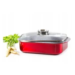Brytfanna Metallic RED 6,5L +dozownik GARNEK na prezent kuchenny pokrywa