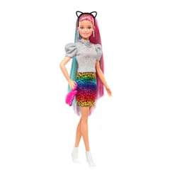 Mattel Barbie Прическа для куклы Барби Разноцветный леопард