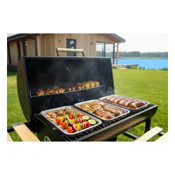 Grill węglowy ogrodowy Berdsen BD-895 z półkami beczka z kominem + termometr + popielnik