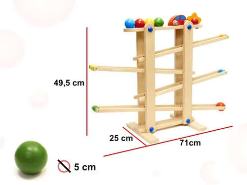 Drewniany Tor Kulkowy Samochodowy Kulodrom Zjeżdżalnia Piłek Montessori Xxl