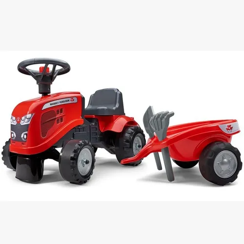 Falk Traktorek Baby Massey Ferguson Czerwony Z Przyczepką + Akc. Od 1-3 Lat