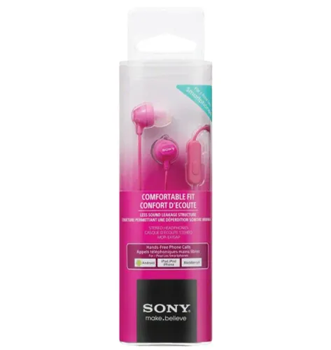 Słuchawki przewodowe Sony MDR-EX15AP Dokanałowe Mikrofon Różowy