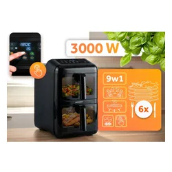 Air Fryer Frytkownica beztłuszczowa BERDSEN BD-663 11.6l z podwójnym koszem i okienkiem do obserwacji postępów gotowania