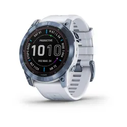 Смарт-часы Garmin FENIX 7X Sapphire Solar титановый синий минерал DLC с белым ремешком (010-02541-15)