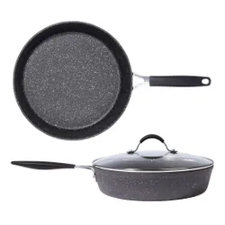 Patelnia granitowa nieprzywierająca z pokrywką STONER 28 cm