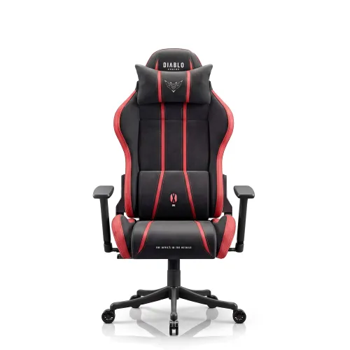 Fotel Diablo Chairs X-One 2.0 Normal Bloody Mery Gamingowy do 140kg Tkanina Czarno-Czerwony