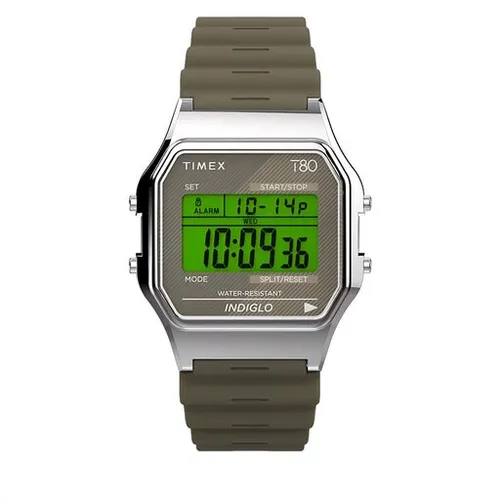 Timex T80 TW2V41100 Haki / Gümüş saatler