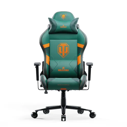 Fotel Diablo Chairs X-One 2.0 World of Tanks Gamingowy do 160kg Skóra ECO Tkanina Zielono-pomarańczowy