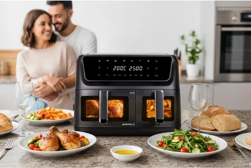 Air Fryer Frytkownica beztłuszczowa ELDOM FR220 Dualo 11l z podwójnym koszem i okienkiem do obserwacji postępów gotowania