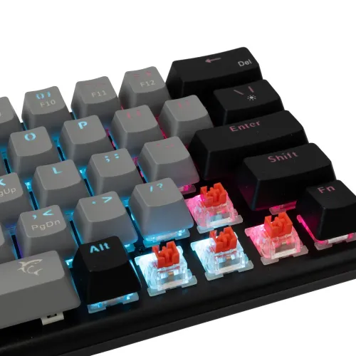 Klawiatura gamingowa White Shark Wakizashi Red przewodowa mechaniczna podświetlana szaro-czarna