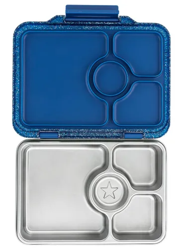 Lunchbox 4-komorowy Yumbox Pret ze stalową tacą - twilight blauw glitter