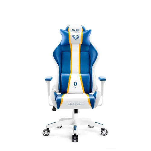 Fotel Diablo Chairs X-One 2.0 Small do 90kg Skóra ECO Biało-niebieski