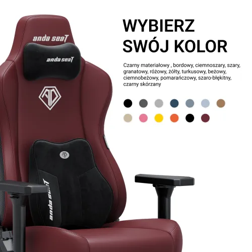 Fotel Anda Seat Kaiser 3E XL Gamingowy do 150kg Skóra ECO Bordowy