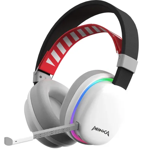 Słuchawki bezprzewodowe z mikrofonem Monka Echo HG9069W Nauszne Biało-czarny