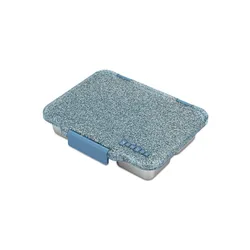 Lunchbox 4-komorowy Yumbox Pret ze stalową tacą - Paris blue glitter