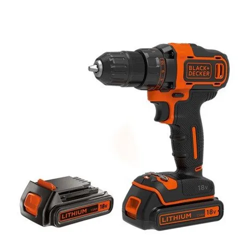 Akülü Matkap Black &amp; Decker BDCDD186KB 18 V 2x1.5 Ah pil