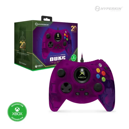 Геймпад Hyperkin Duke Wired Controller Xbox 20th Anniversary Limited Edition Purple Cortana для Xbox, ПК - проводной