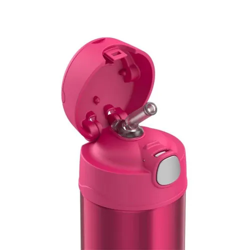 FUNtainer termos dziecięcy ze słomką 355 ml Thermos - pink metallic