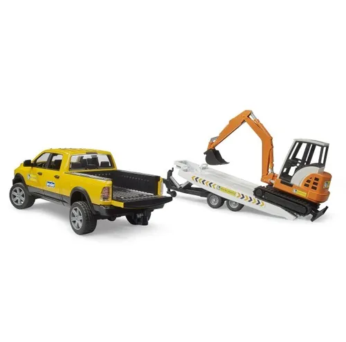 BRUDER Auto Dodge RAM 2500 Service z przyczepką i mini koparką