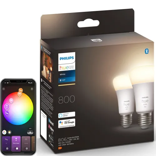 Inteligentna żarówka LED PHILIPS HUE 929001821623 9W E27 Bluetooth, ZigBee (2 szt.)