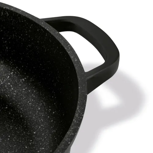 Patelnia na indukcję marmurowa z pokrywką krótkie uchwyty Starke Pro Ochre 28 cm