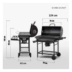 Grill Węglowy BARIL Ogrodowy BECZKA Składane półki POPIELNIK Corciano