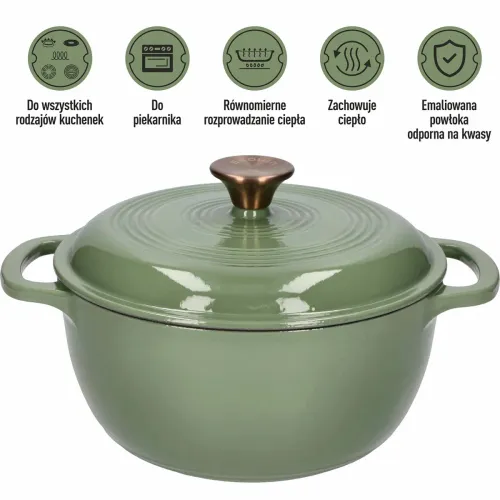 BROWIN Szałwiowy 4 l - garnek żeliwny emaliowany