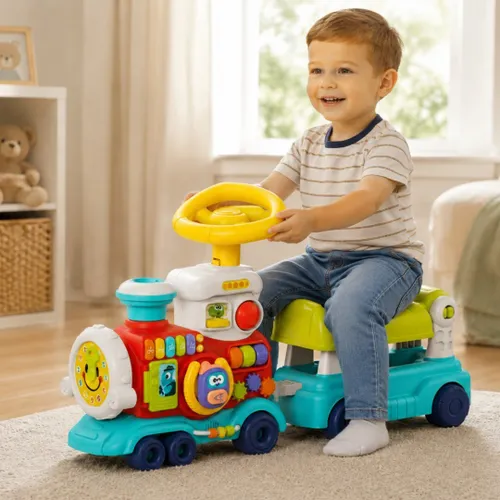 Woopie Baby Lokomotywa Pchacz Jeździk 2W1 Interaktywny Pociąg