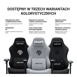 Fotel Anda Seat Phantom 3 Pro L Gamingowy do 120kg Tkanina Ciemnoszary