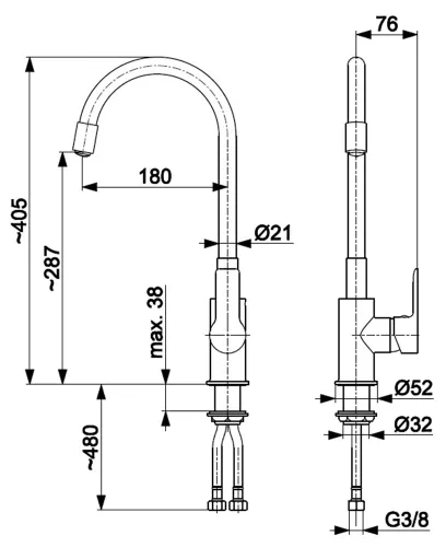 Bateria KFA ARMATURA Rumba 6553-915-81 Czarny