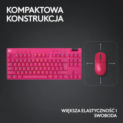 Klawiatura mechaniczna Logitech G Pro X TKL Lightspeed Tactile - GX Brown - różowy