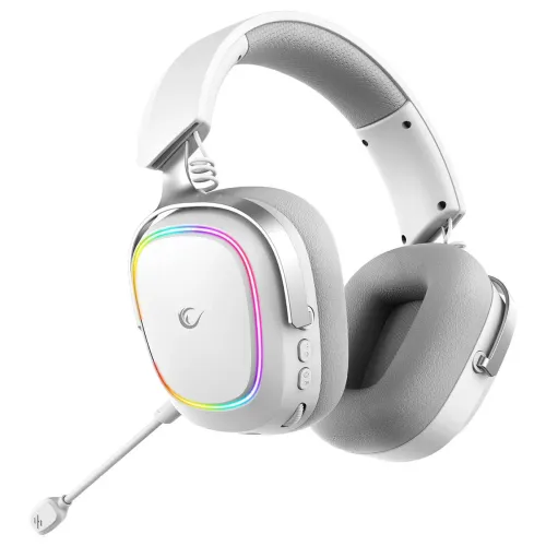 Słuchawki bezprzewodowe z mikrofonem Rampage RETSU Nauszne RGB Biały