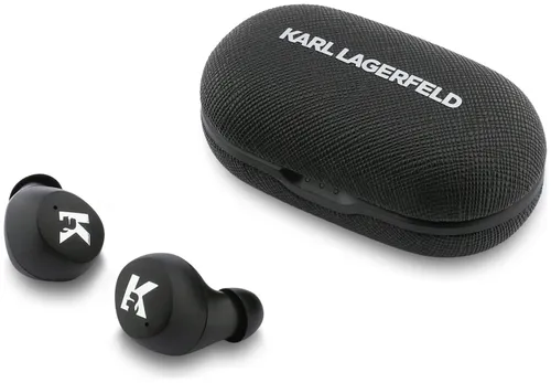 Słuchawki dokanałowe KARL LAGERFELD Saffiano Logo ENC Czarny