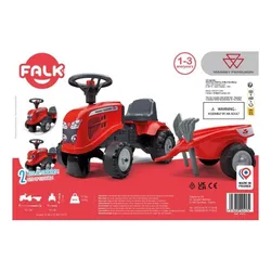 Falk Traktorek Baby Massey Ferguson Czerwony Z Przyczepką + Akc. Od 1-3 Lat