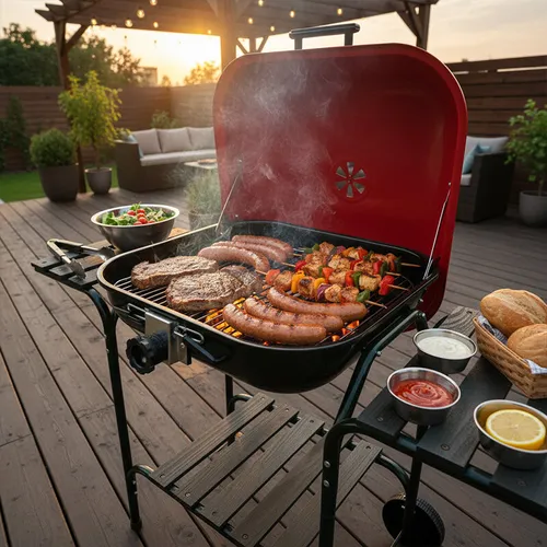 Grill węglowy VELACO VL02-RED-BLACK Czarny / Czerwony