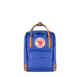 Fjallraven Kanken Gökkuşağı Mini-kobalt mavisi sırt çantası / gökkuşağı deseni